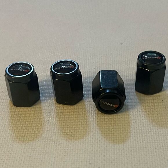 Dodge Logo Valve Stem Caps in Black Set of 4 NWT - Picture 5 of 5